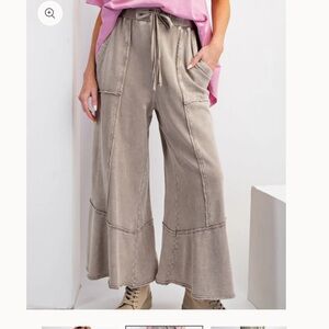 Easel wide leg mineral washed terry cloth sweatpants